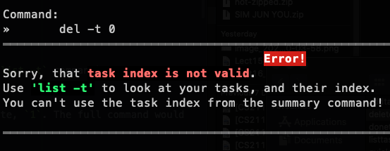 Delete Task wrong index