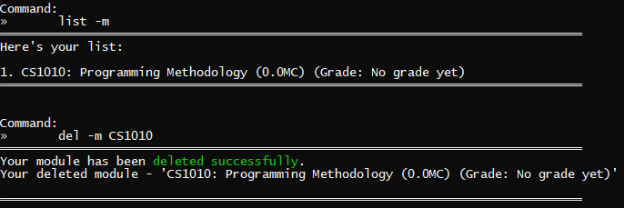 Delete CS1010 Success