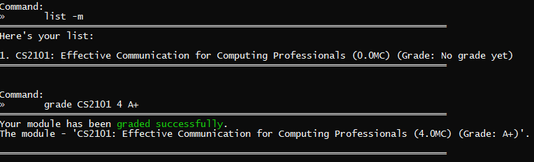 Grade CS2101 Success